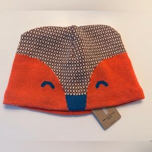 Patagonia Orange and Brown Fox Knit Baby Beanie, NWT